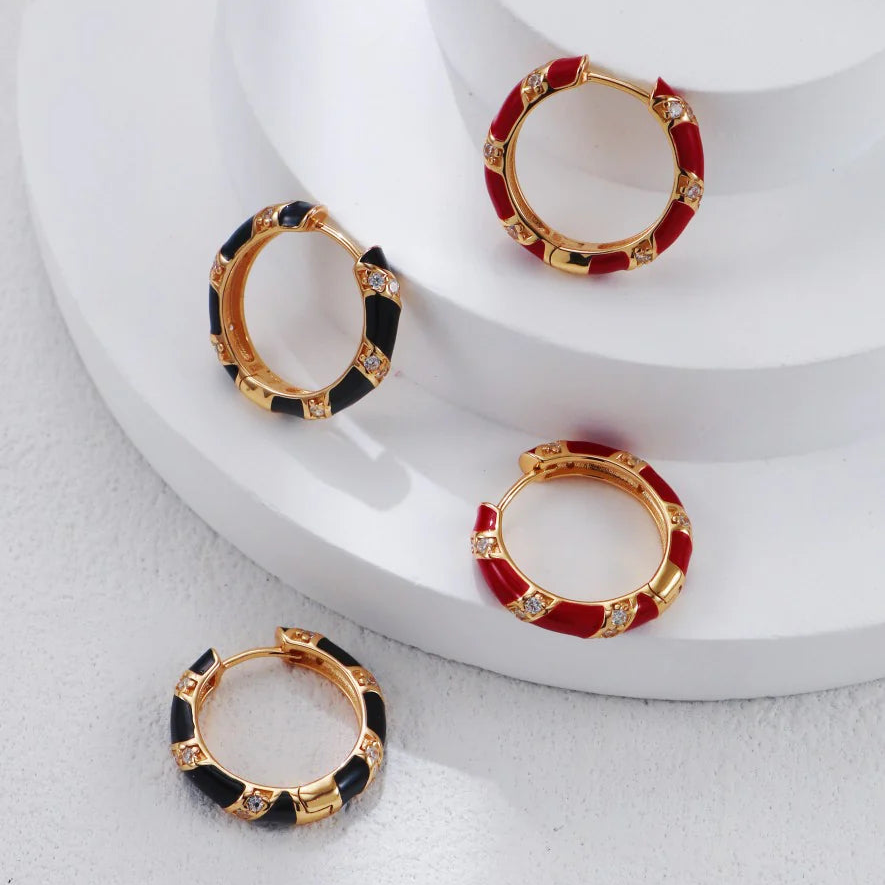 Glazed Drop-Inlaid Zircon Earrings