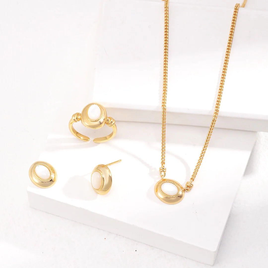 Oval Mother of Pearl Earrings