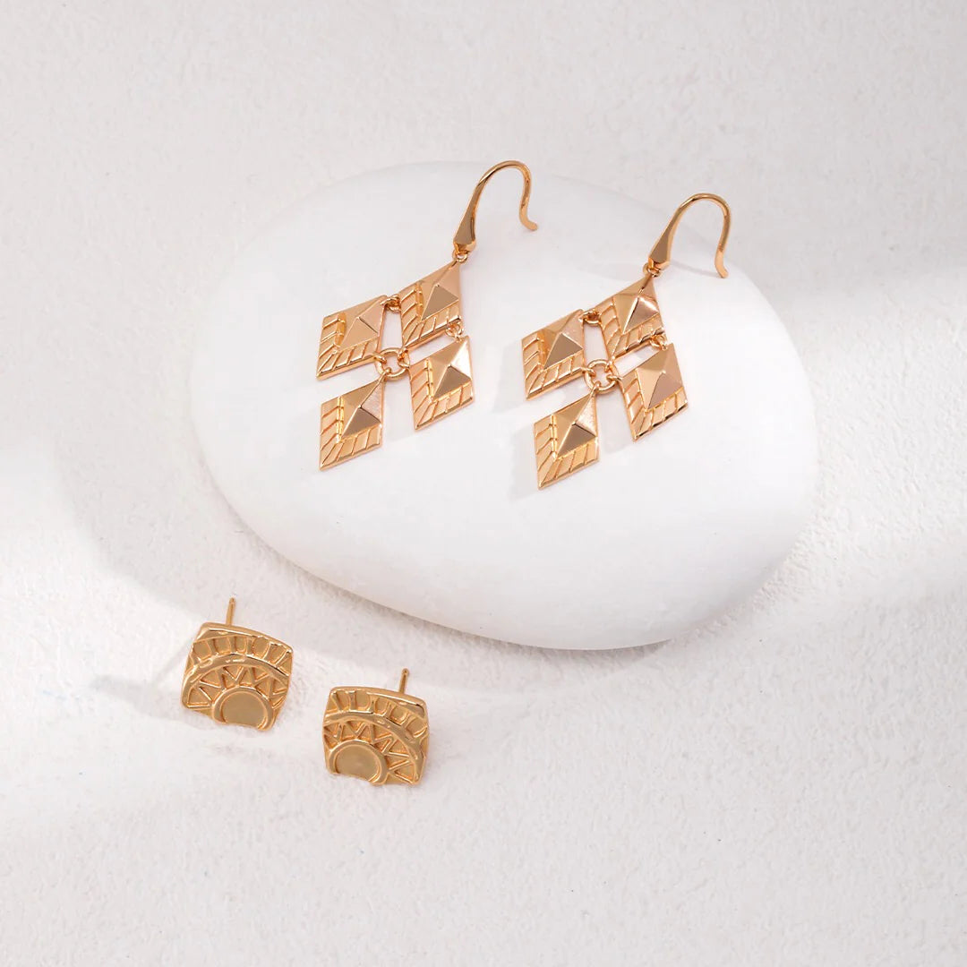 Rhombus Design Drop Earrings