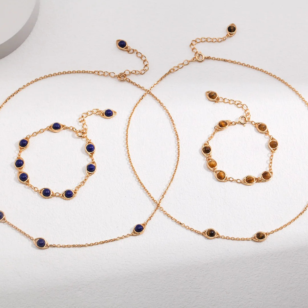 Natural Tiger Eye / Lapis Lazuli Stone Necklace