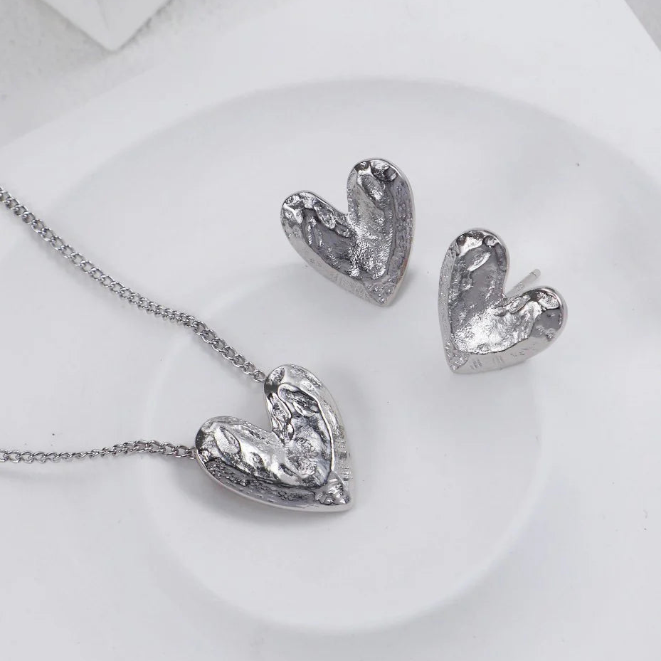 Textured Heart Earrings