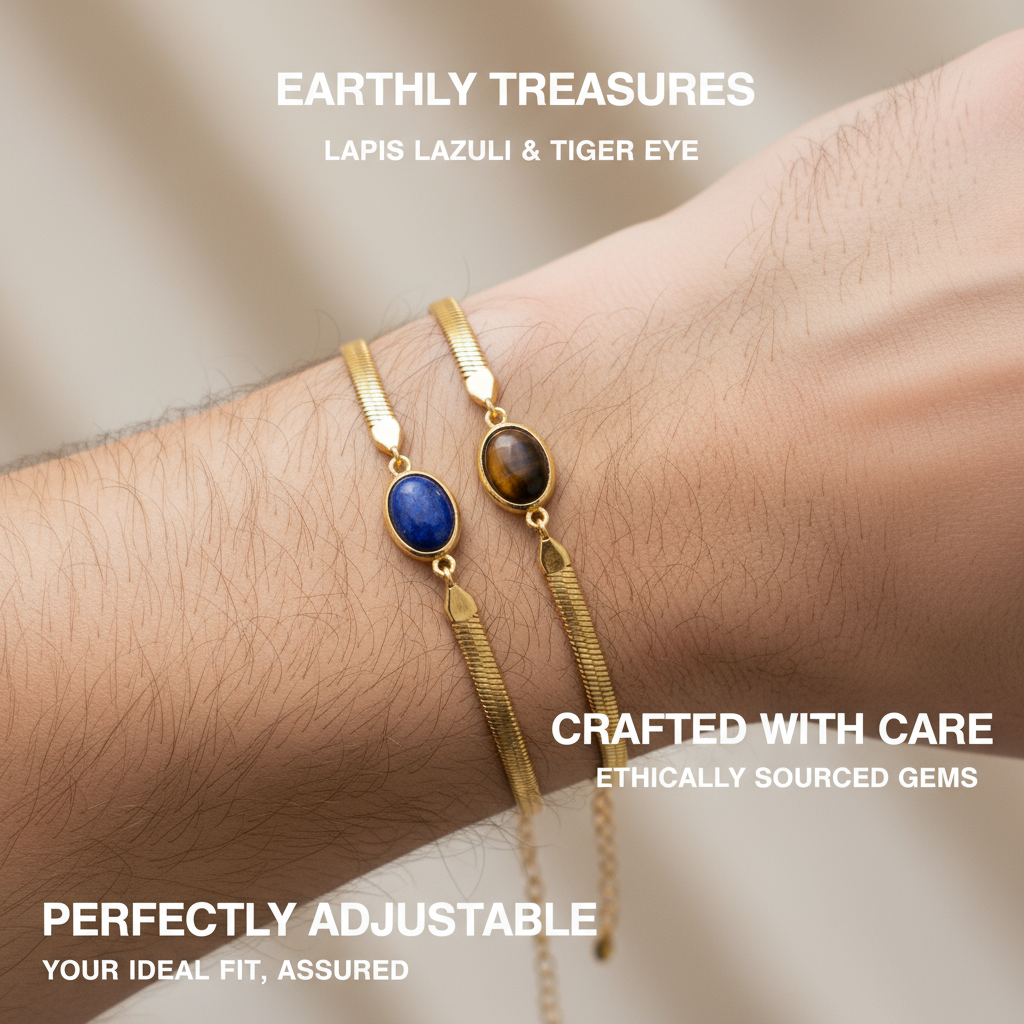 Natural Lapis Clasp / Tiger Eye Stone Bracelet