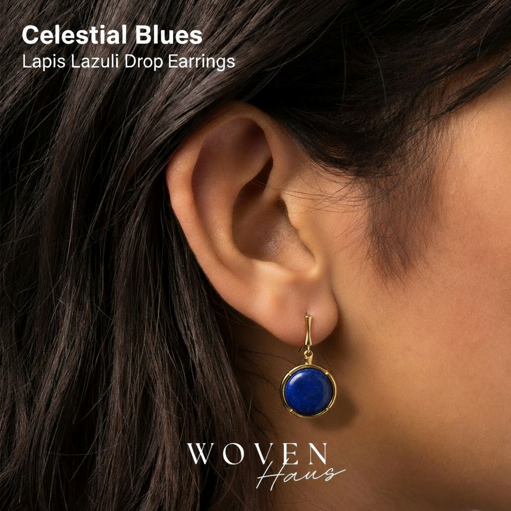 Natural Lapis Lazuli Stone round Earrings