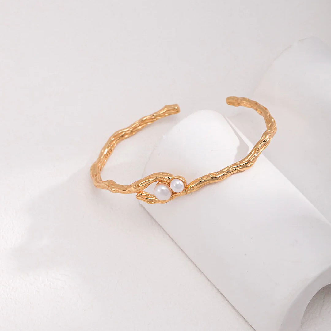 Double-Pearl Cuff Bracelet