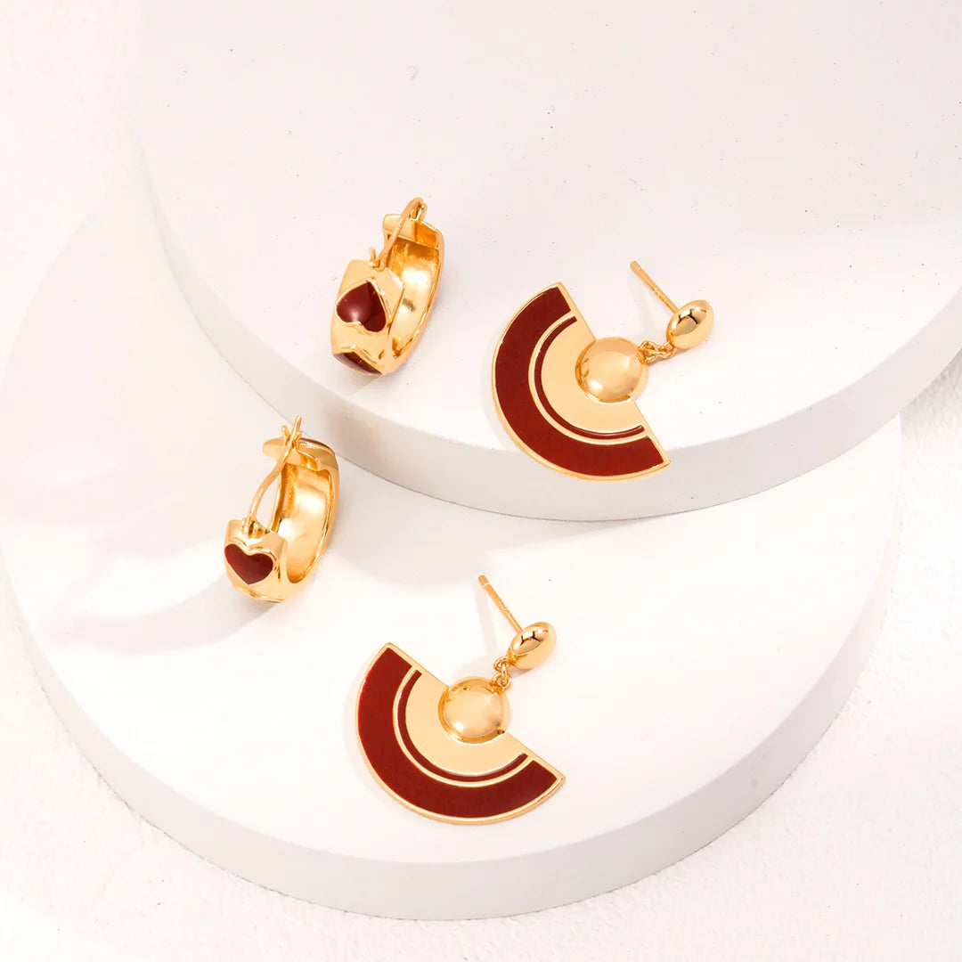 Red Heart Glaze Earrings