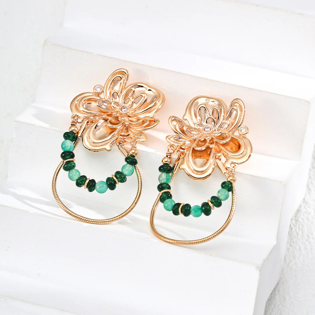 Retro Design Chalcedony Zircon Earrings
