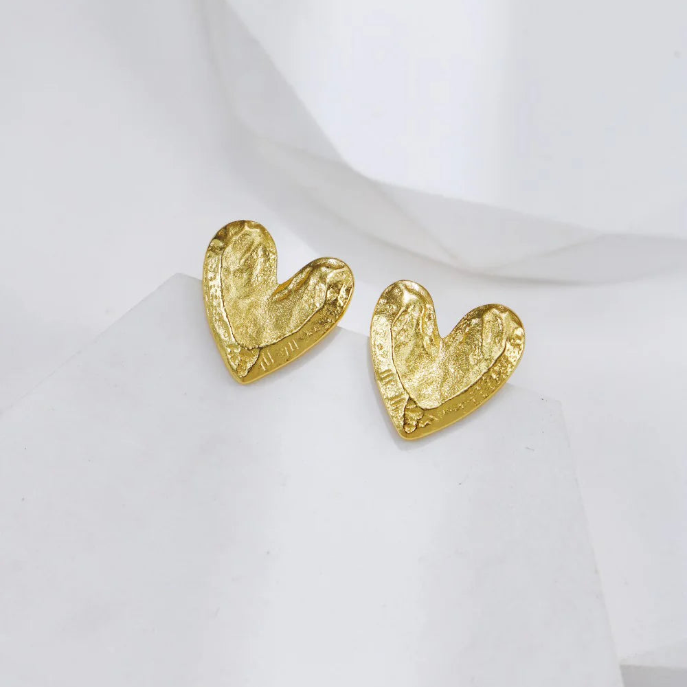 Textured Heart Earrings
