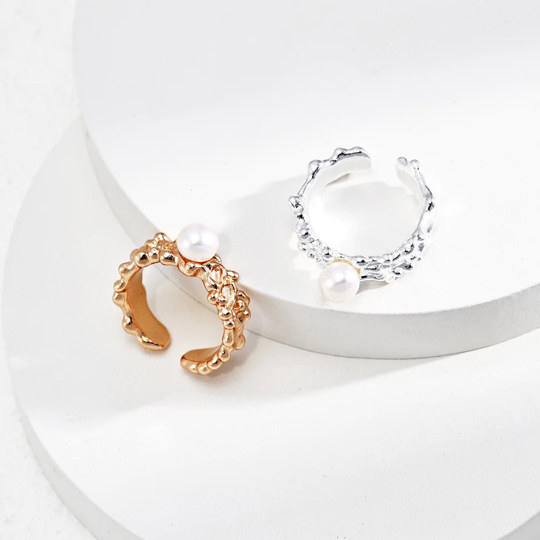 Wave Design Pearl Ring