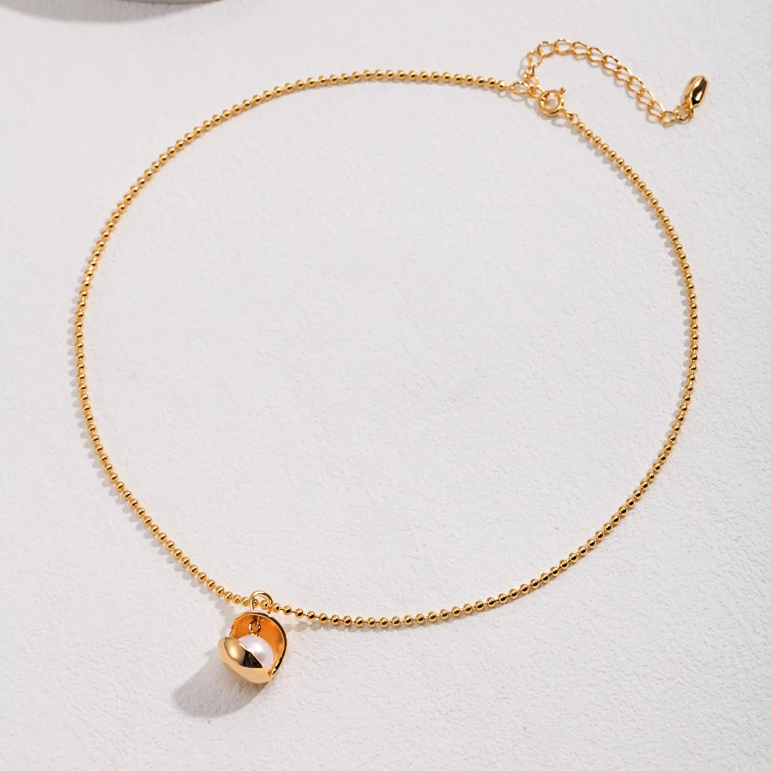 Open Ball Pearl Bead Necklace