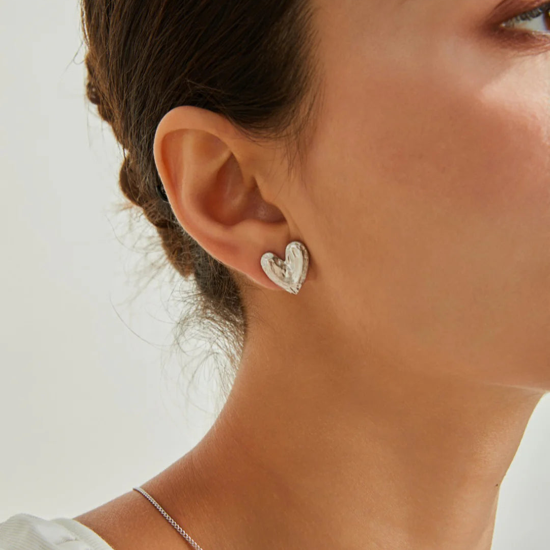 Textured Heart Earrings