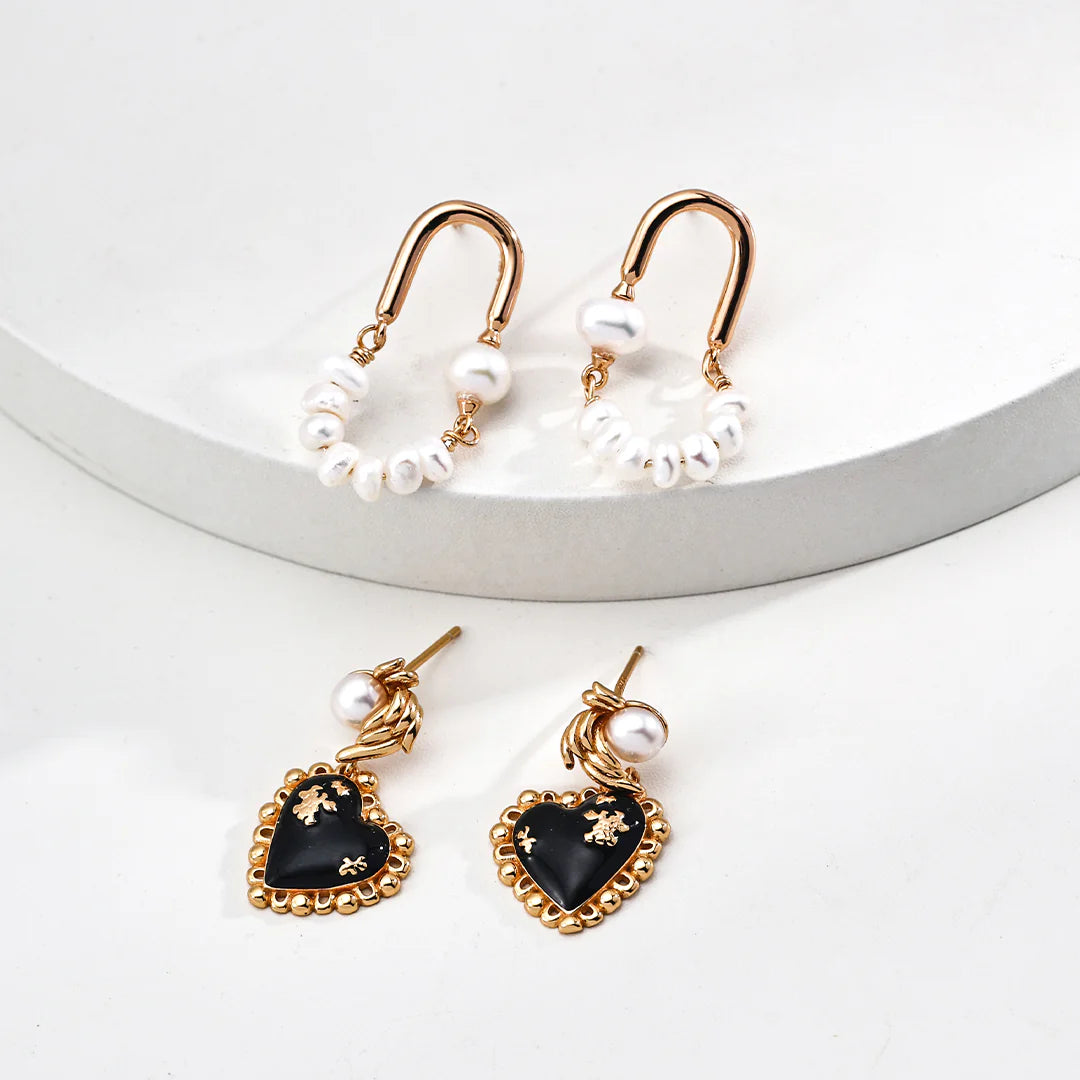 Black Onyx and Natural Pearl Earrings