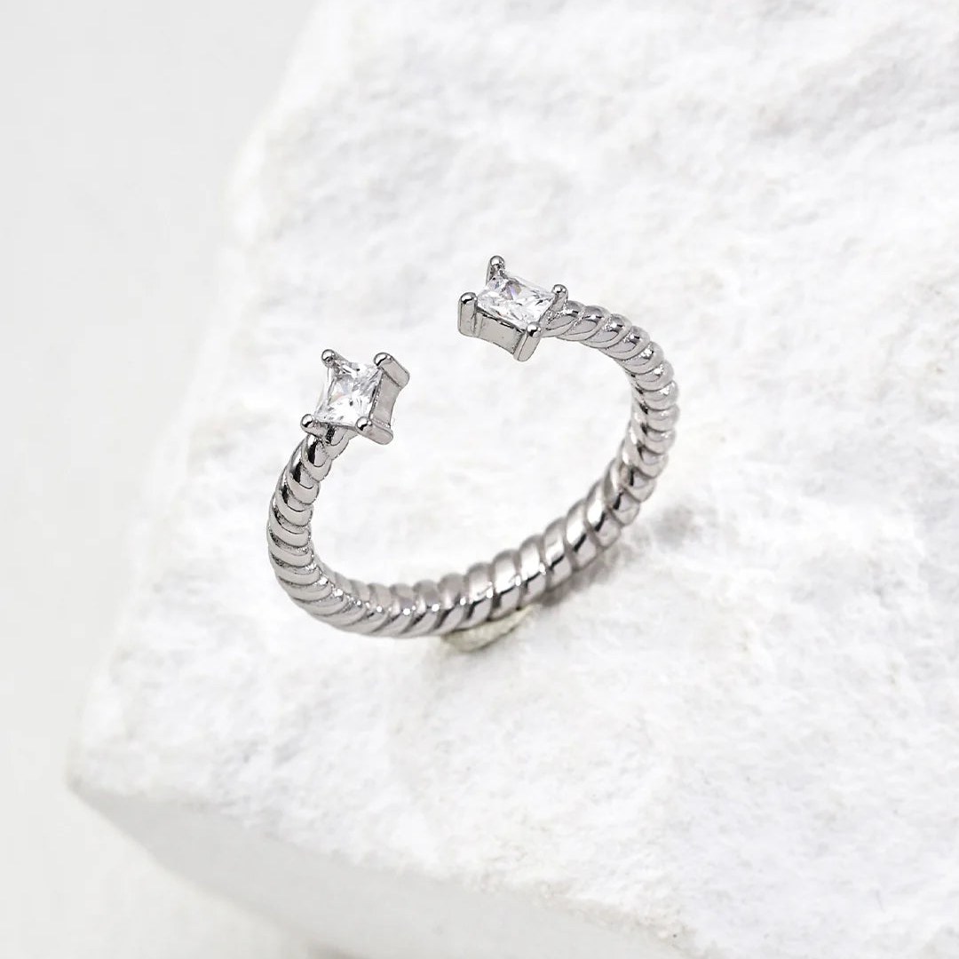 Minimalist Adjustable Zirconia Ring