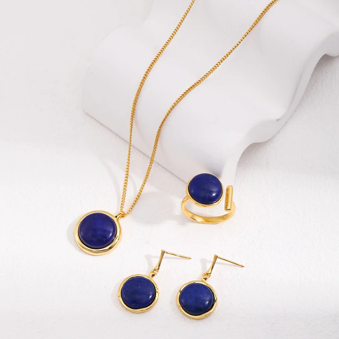 Natural Lapis Lazuli Stone round Earrings