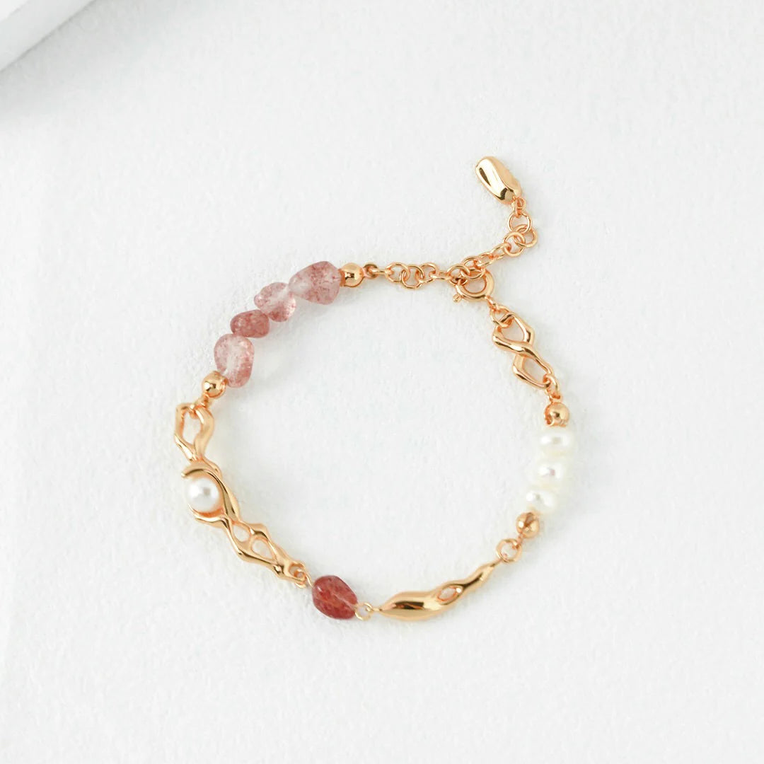 Strawberry Crystal Pearl Bracelet