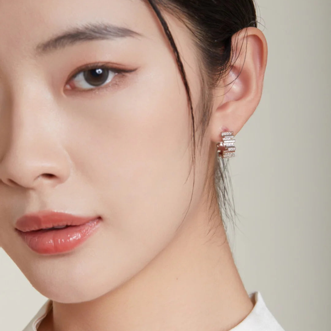 Wave Zircon Hoop Huggie Earrings
