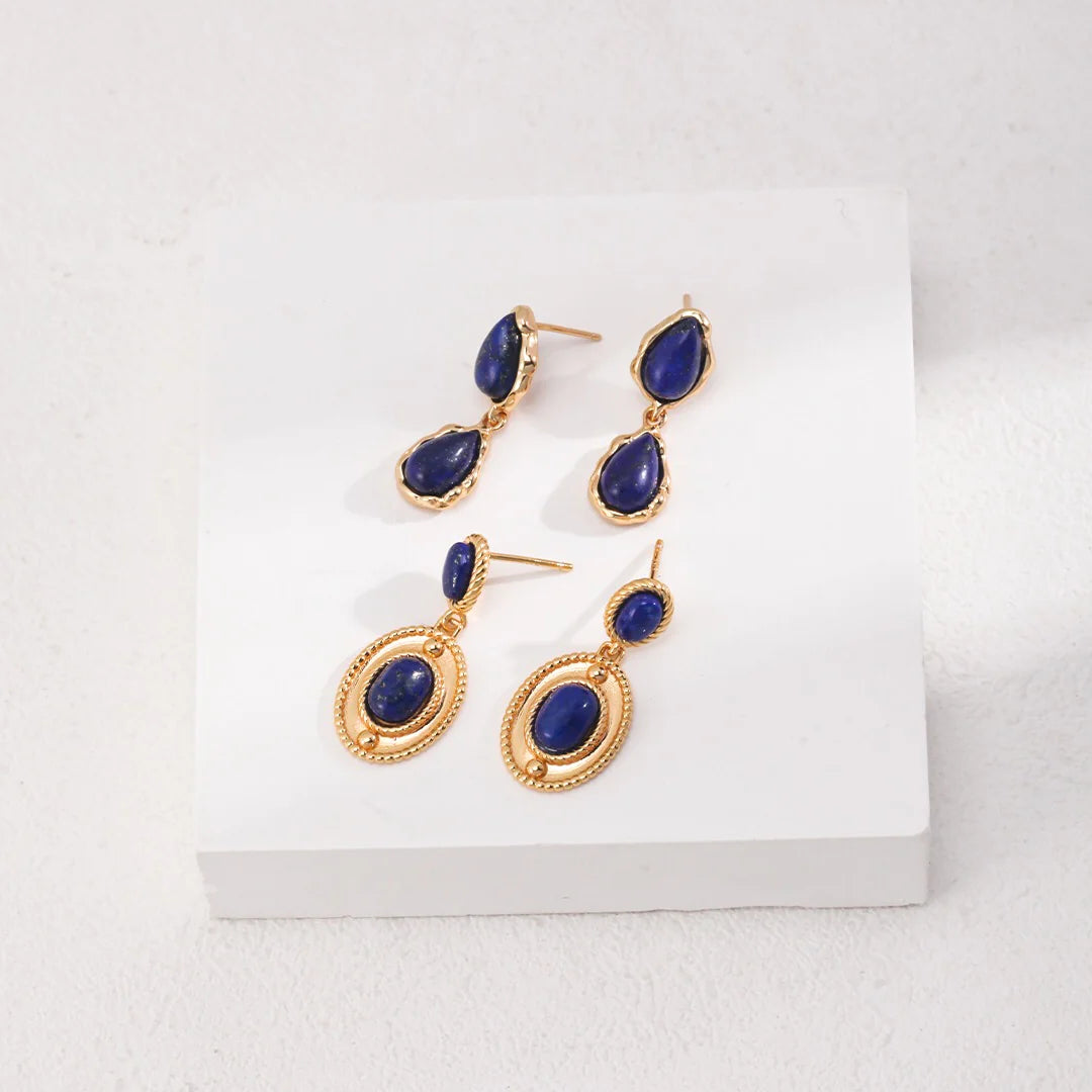 Deep Blue Lapis Drop Earrings