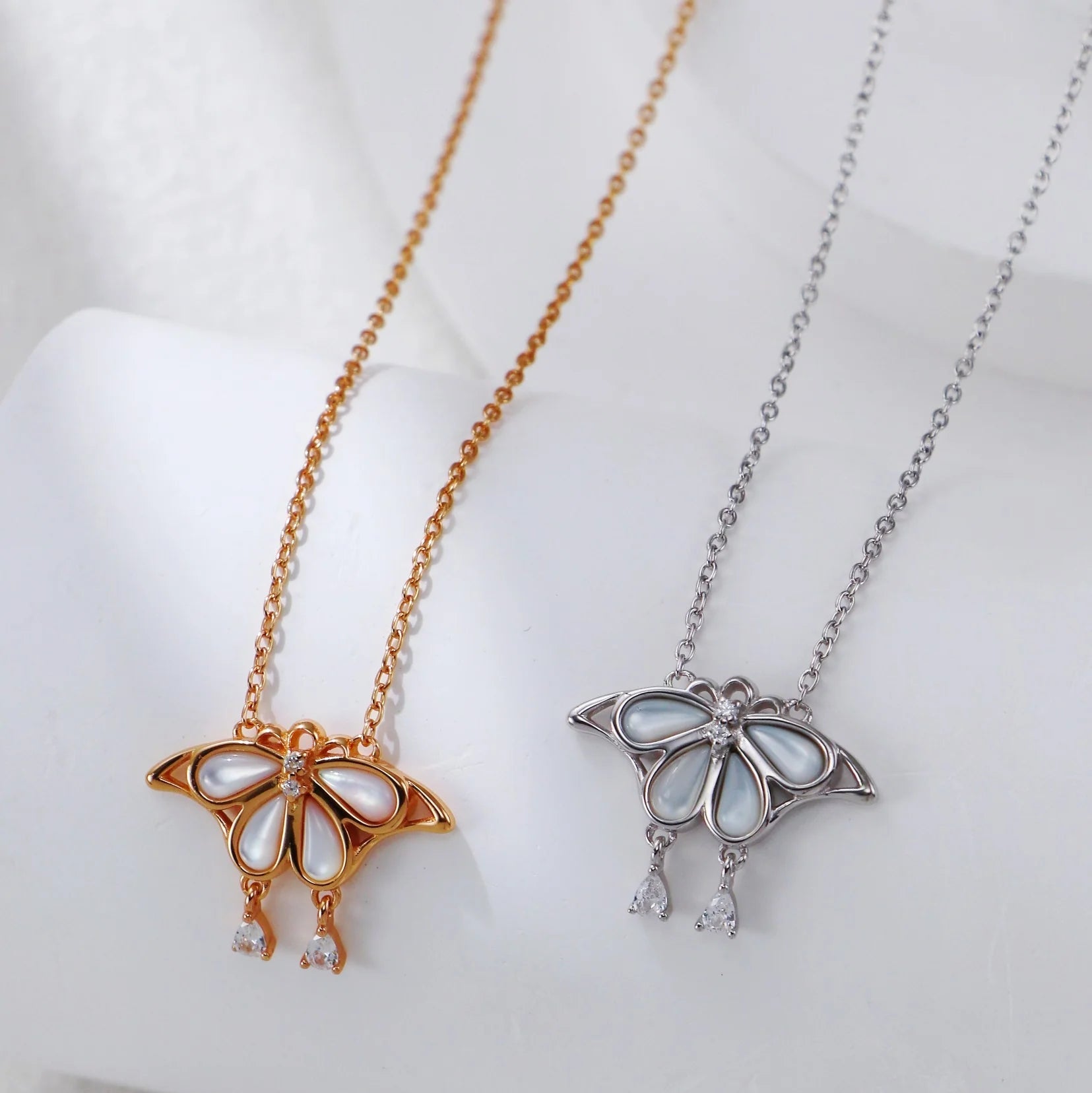 White Shell Butterfly Pendant Necklace