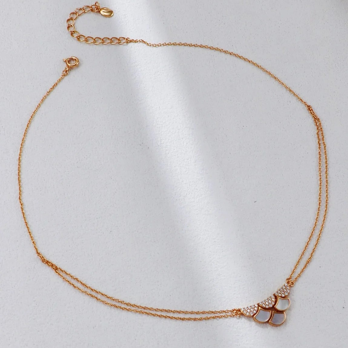 White Shell Zircon Double-Layer Necklace