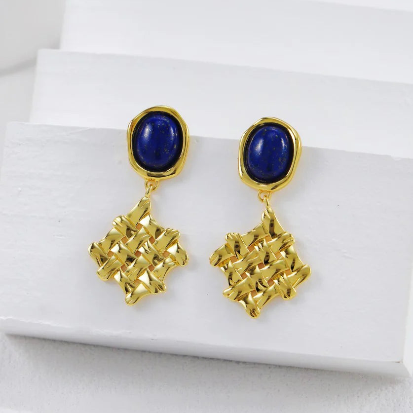 Lapis Lazuli Braided Earrings