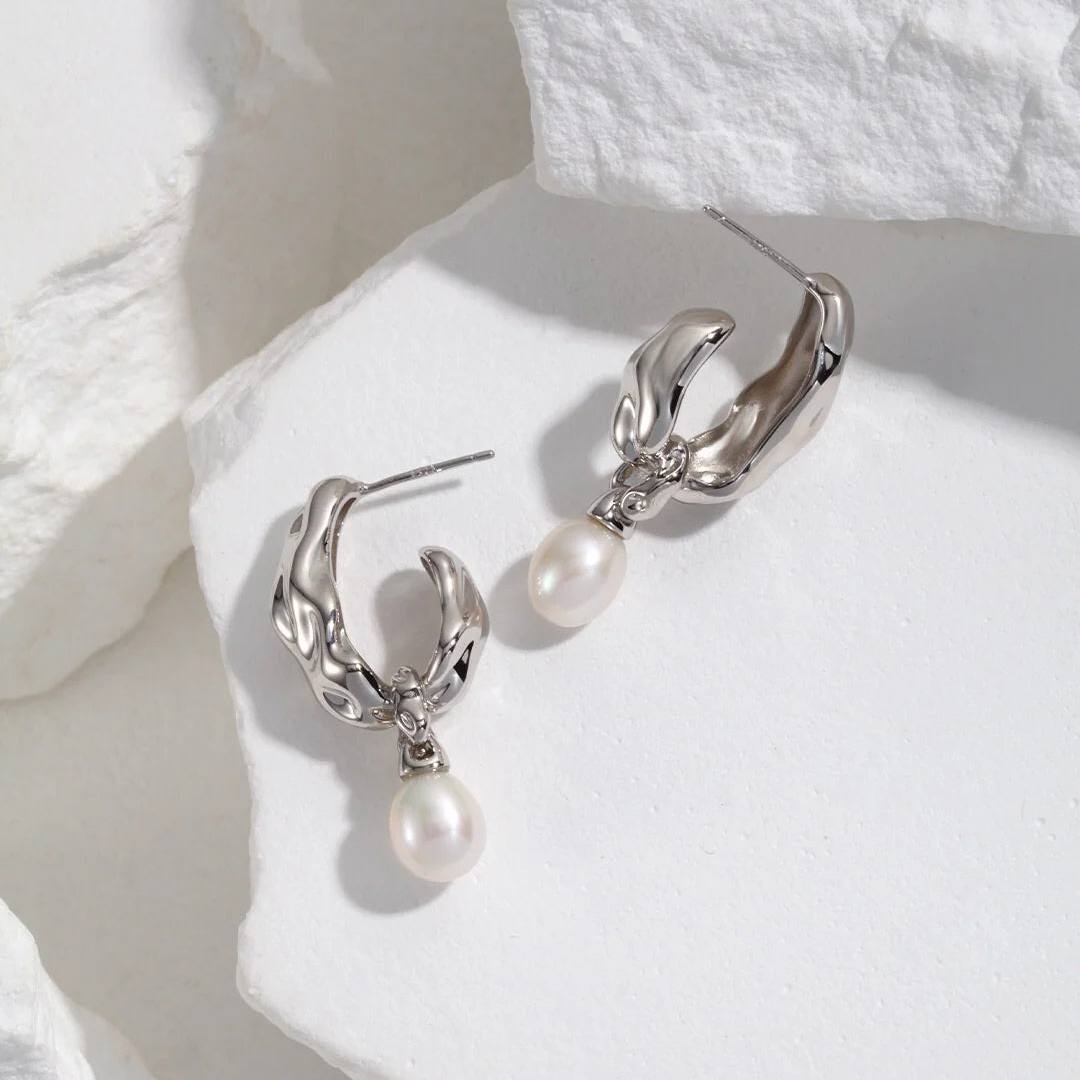 Minimalist Pearl Hoop Earrings