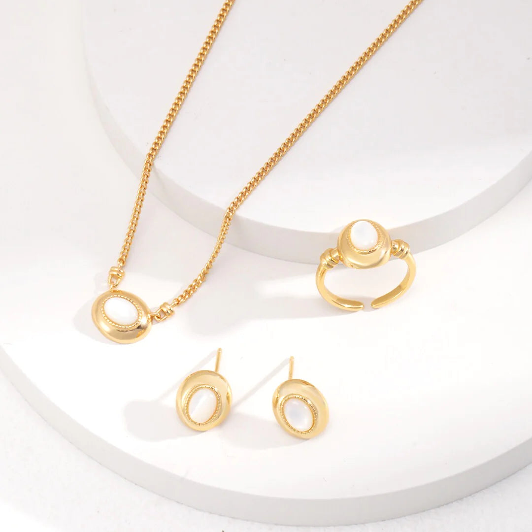 Oval Mother of Pearl Earrings