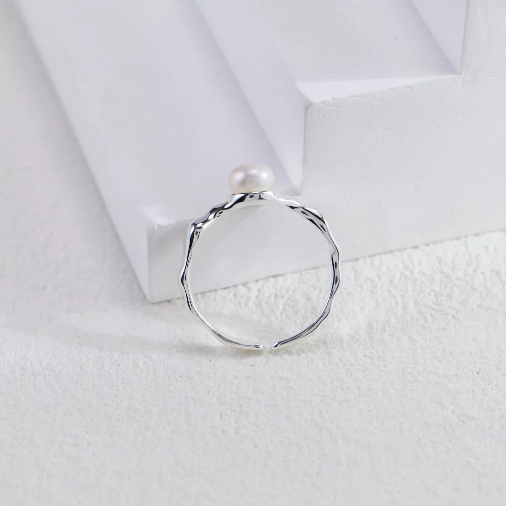 Minimalist Pearl Open Ring