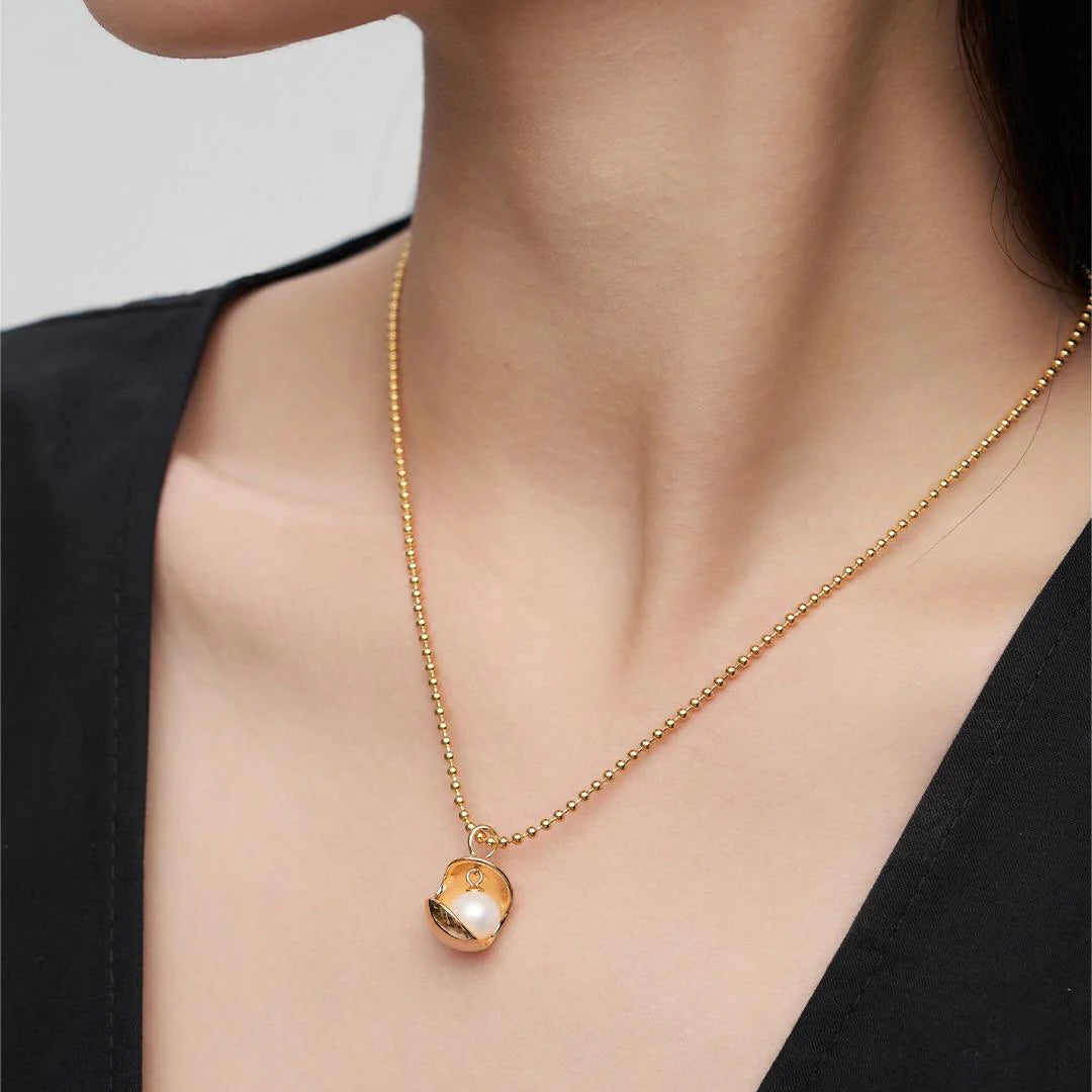 Open Ball Pearl Bead Necklace