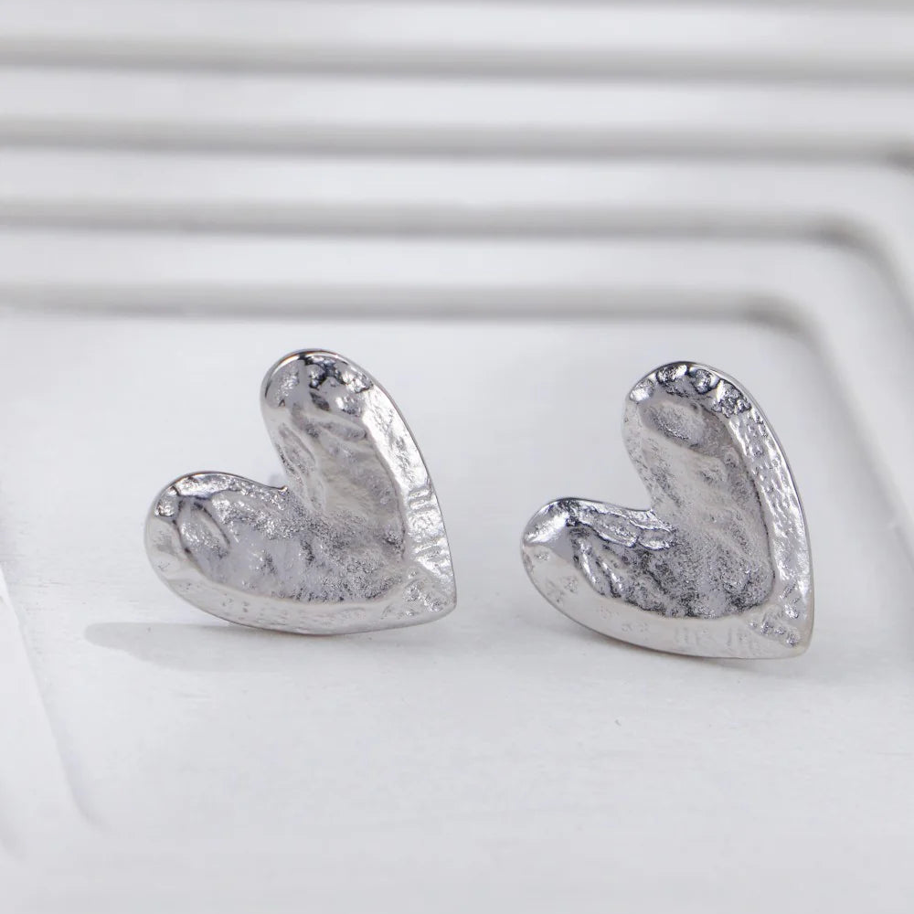 Textured Heart Earrings