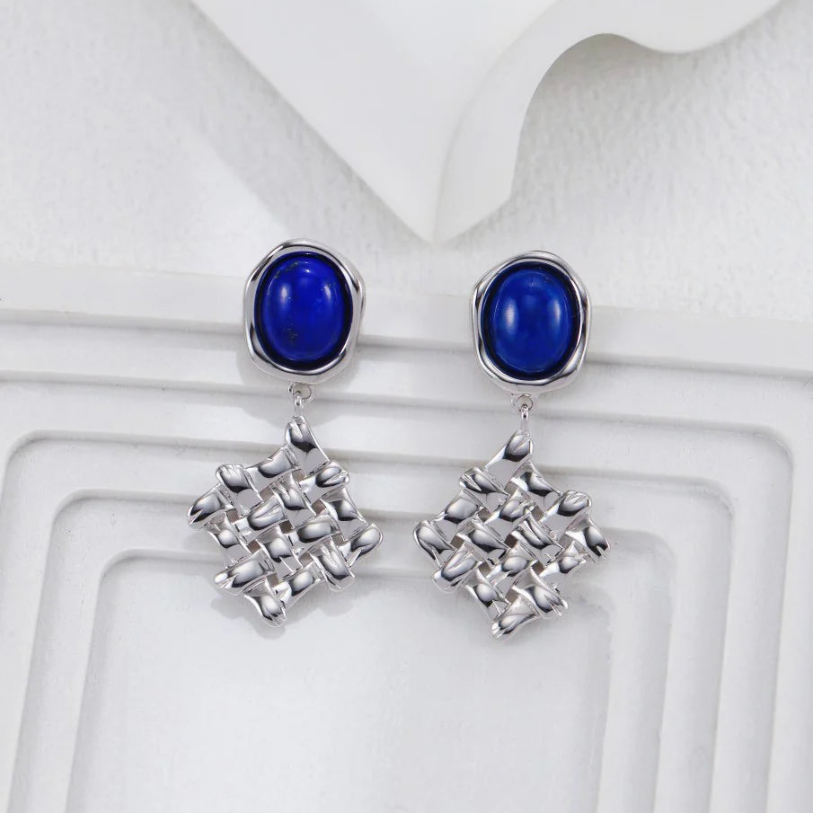 Lapis Lazuli Braided Earrings