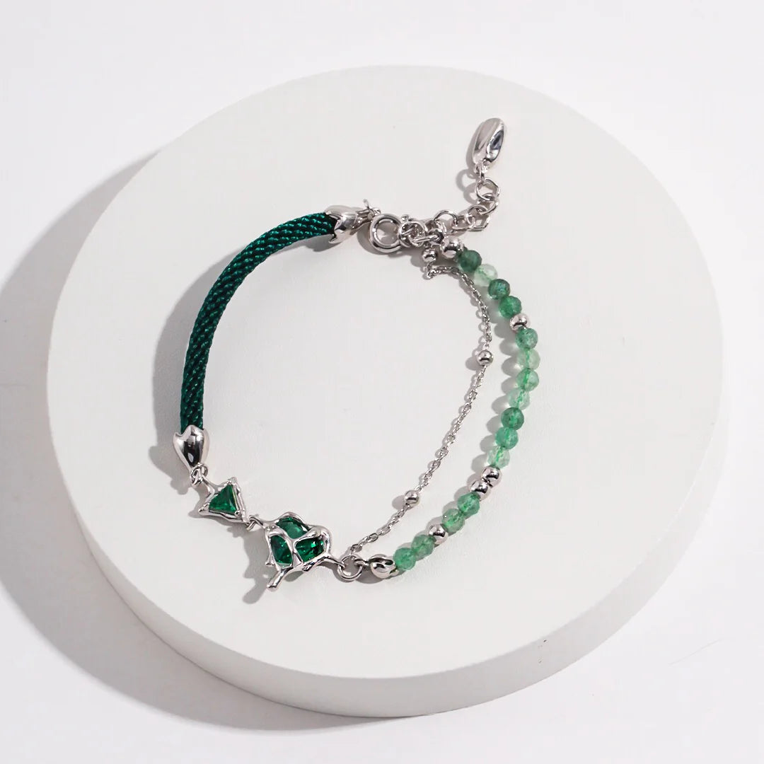 Heart Green Strawberry Crystal Bracelet