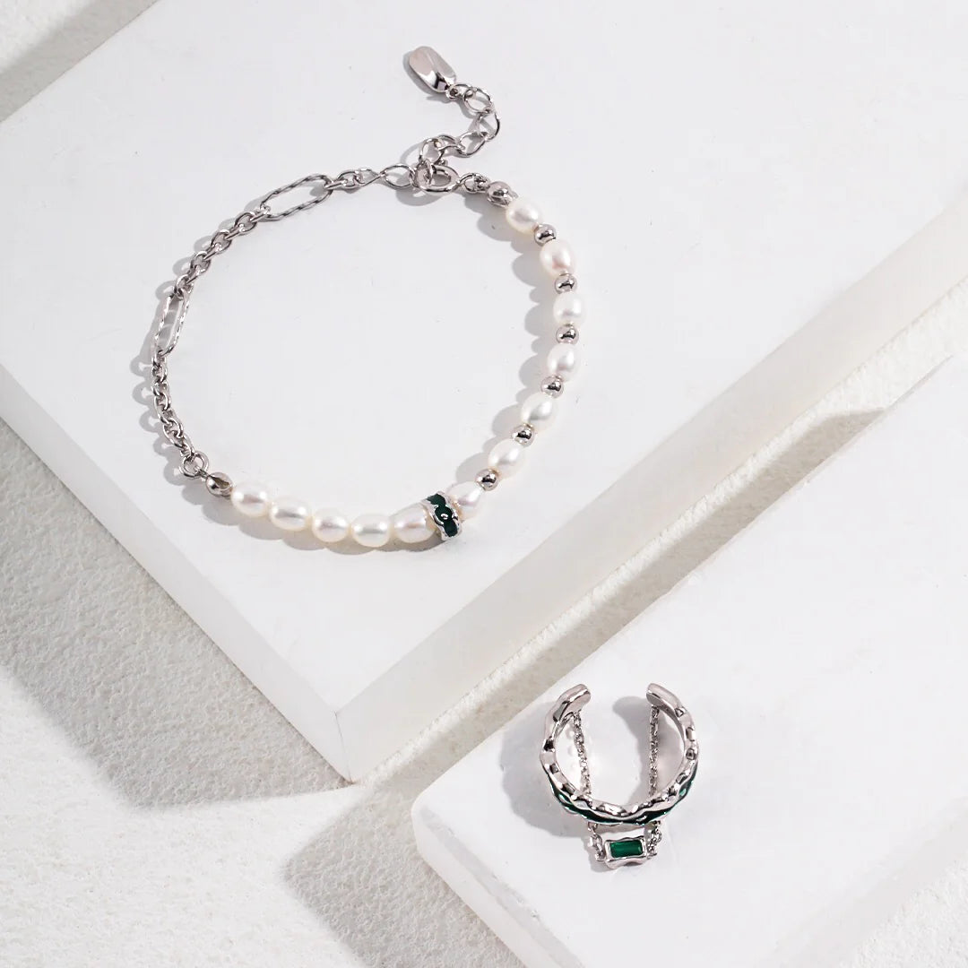 Red Circle Glaze Pearl Bracelet