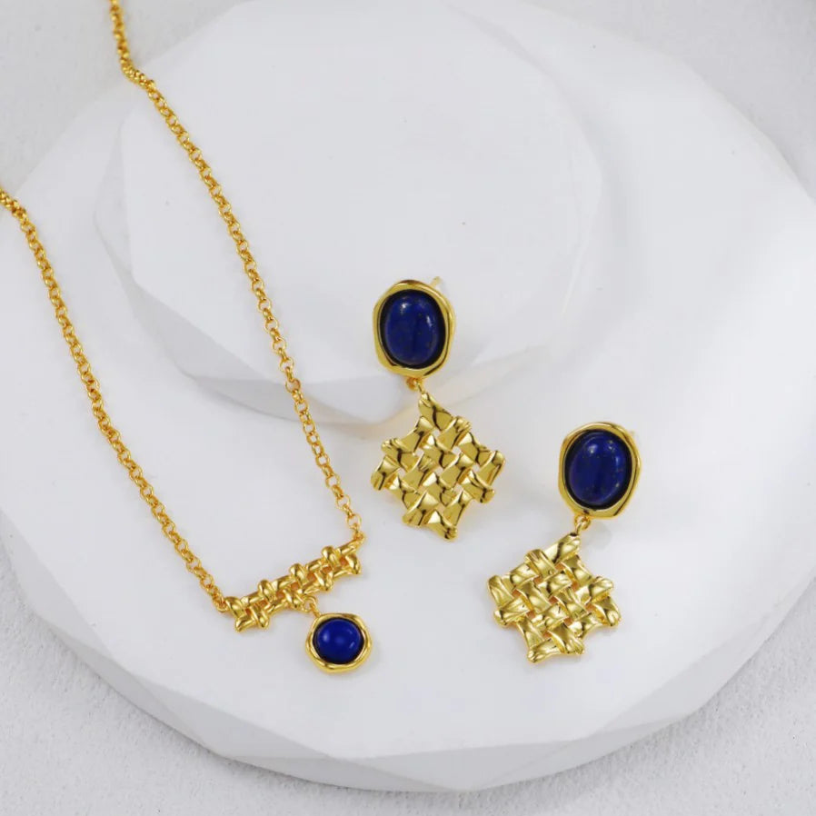 Lapis Lazuli Braided Earrings