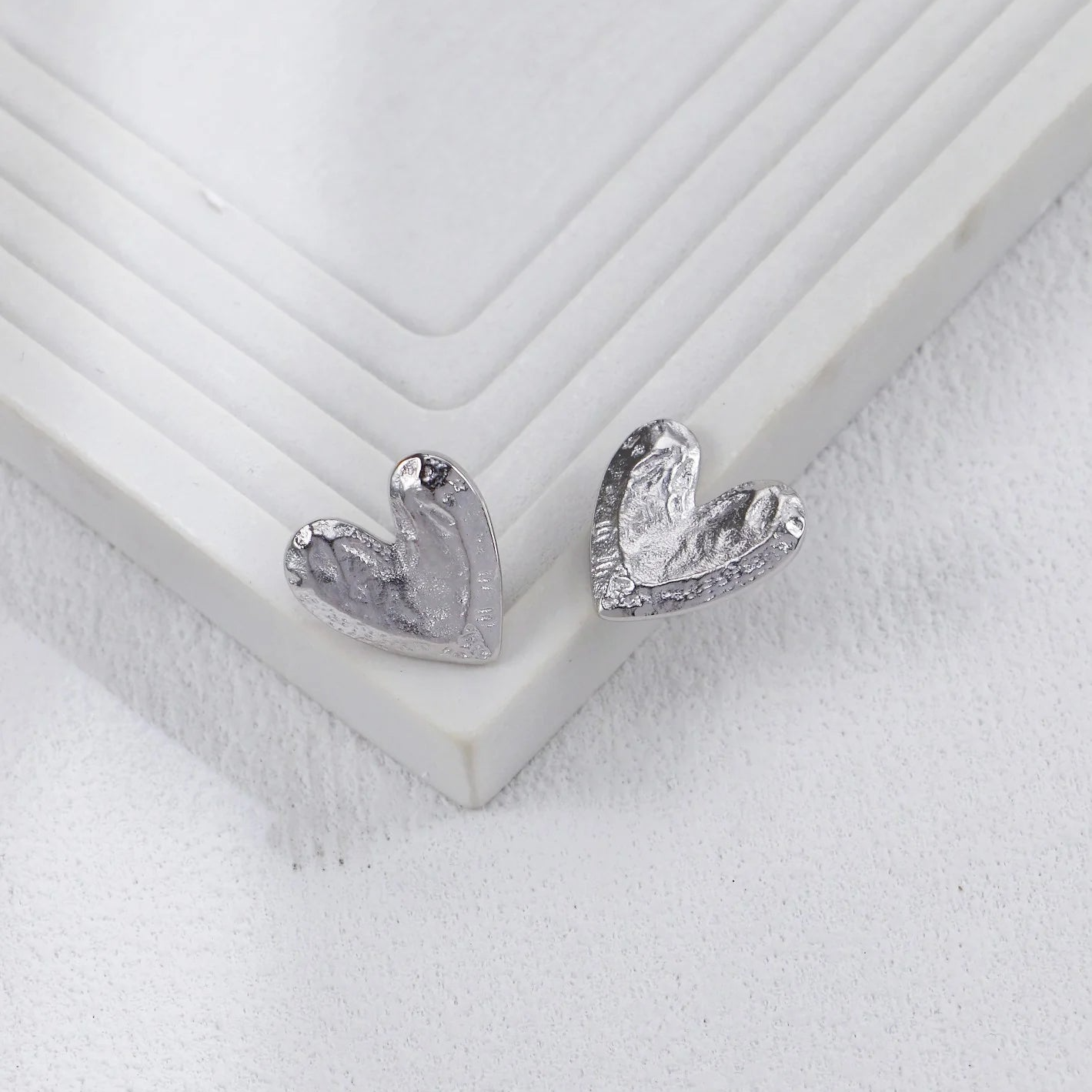 Textured Heart Earrings