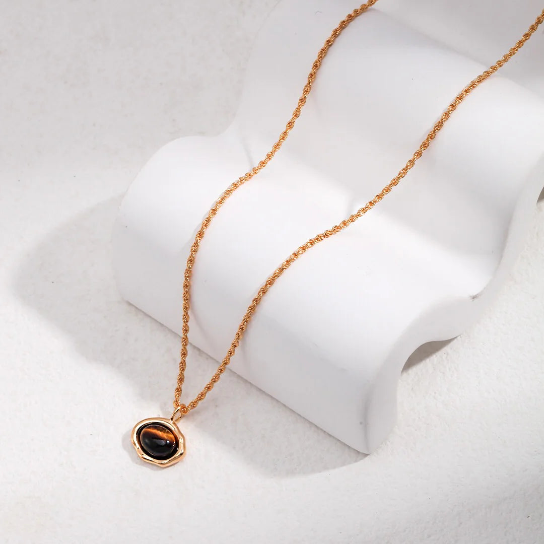 Natural Tiger's Eye / Malachite Stone Necklace