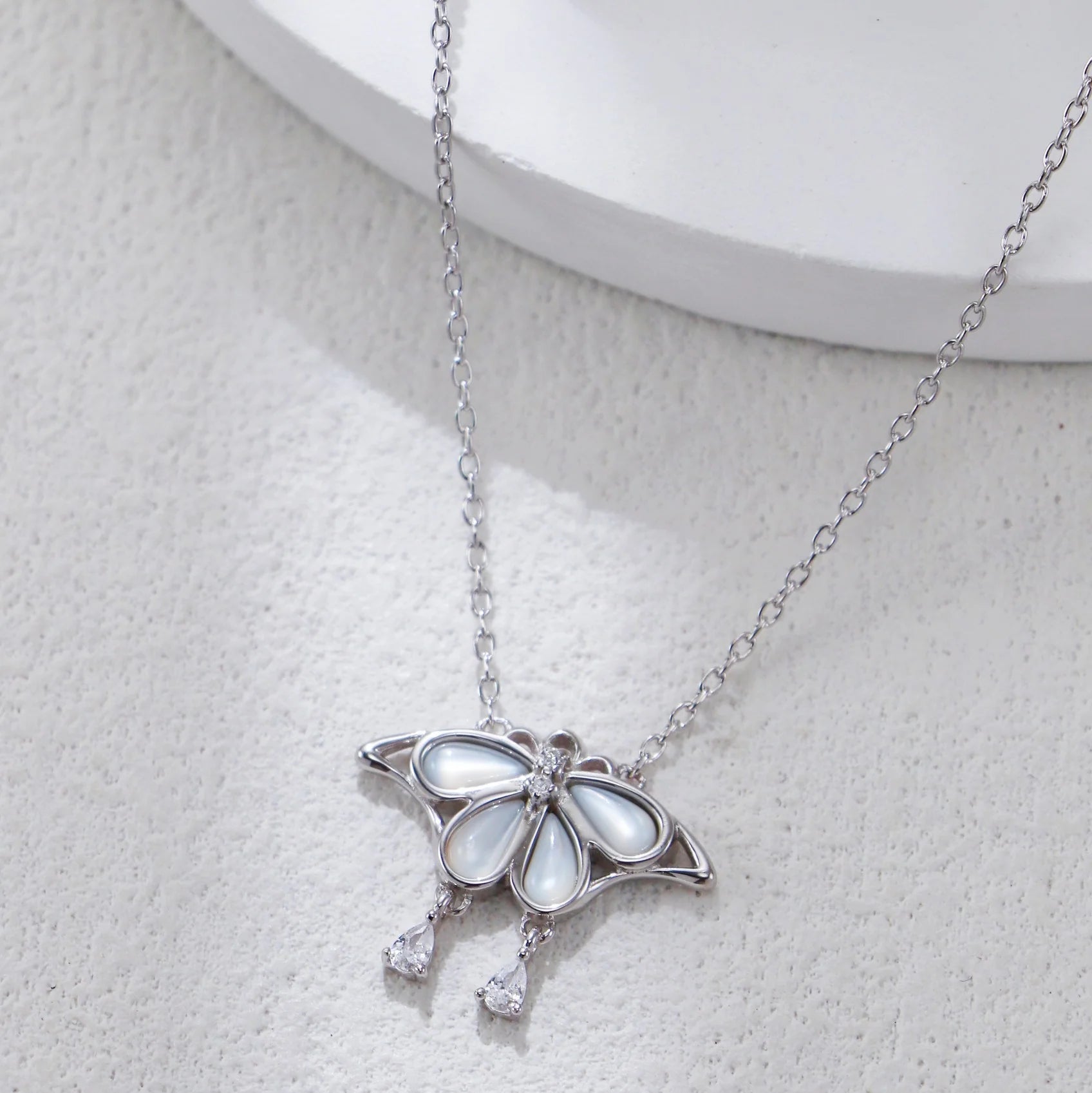 White Shell Butterfly Pendant Necklace