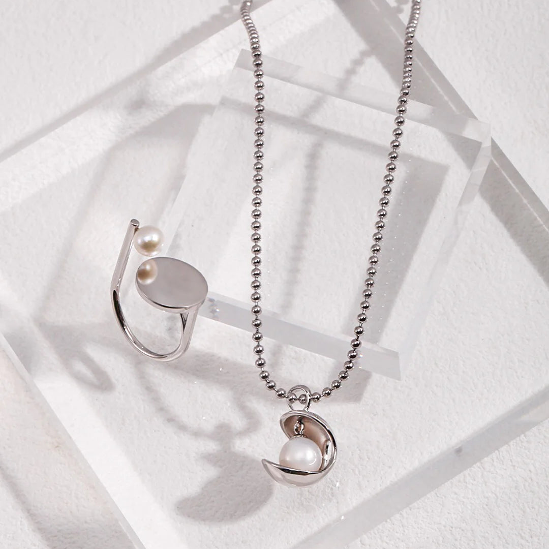 Open Ball Pearl Bead Necklace