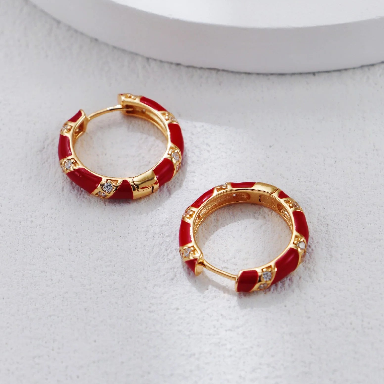 Glazed Drop-Inlaid Zircon Earrings