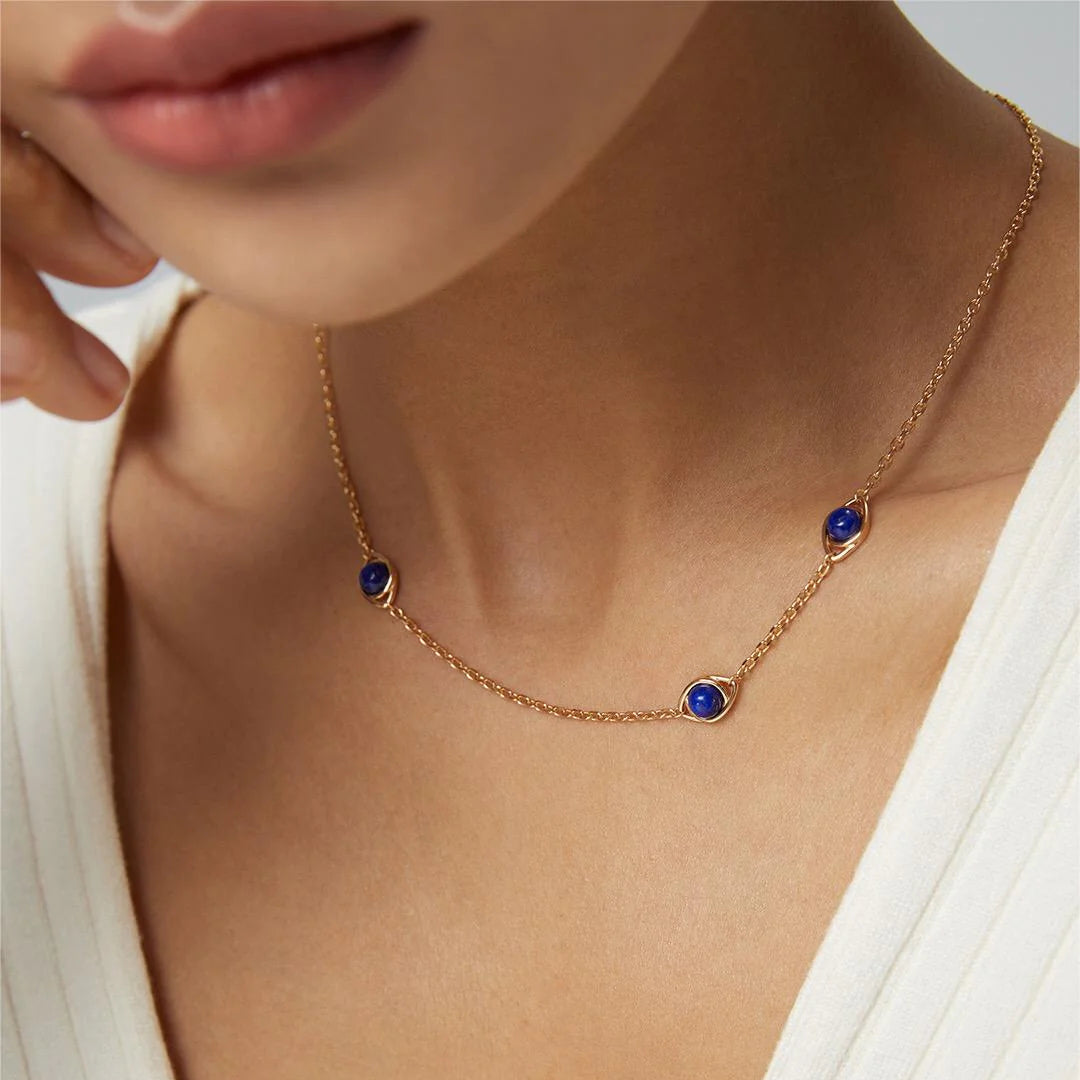 Natural Tiger Eye / Lapis Lazuli Stone Necklace