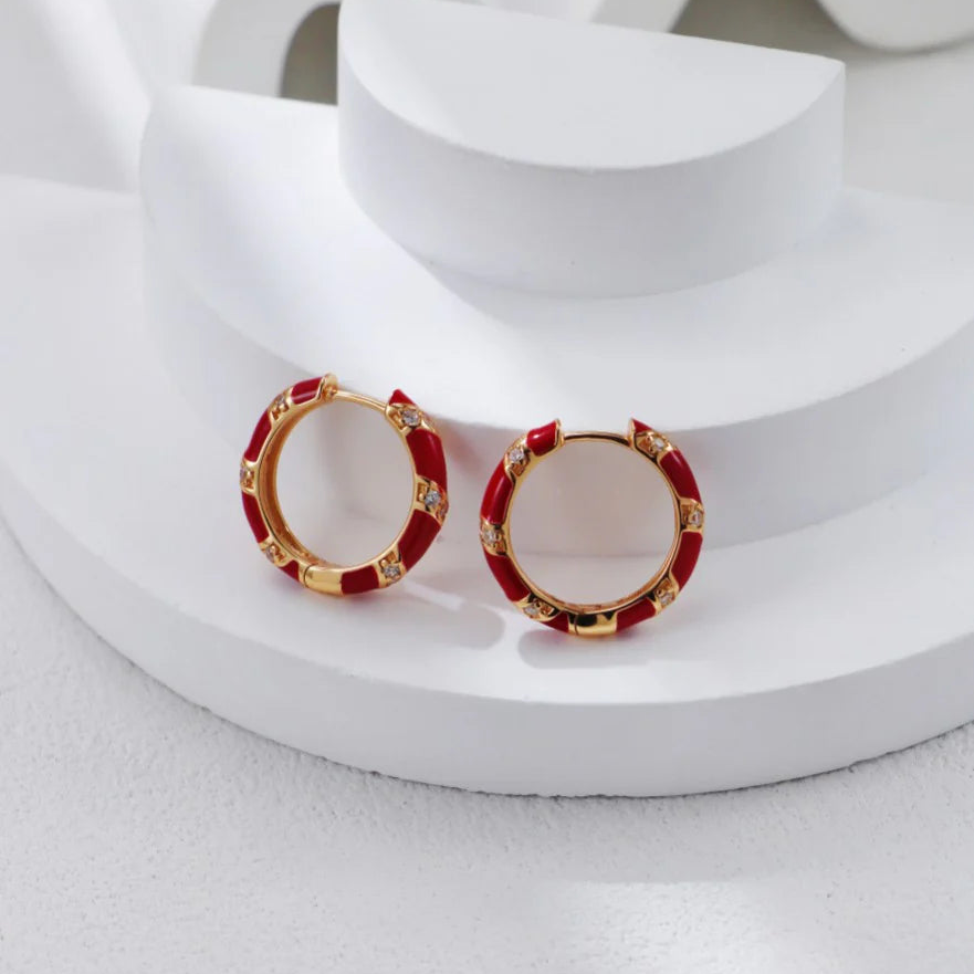 Glazed Drop-Inlaid Zircon Earrings