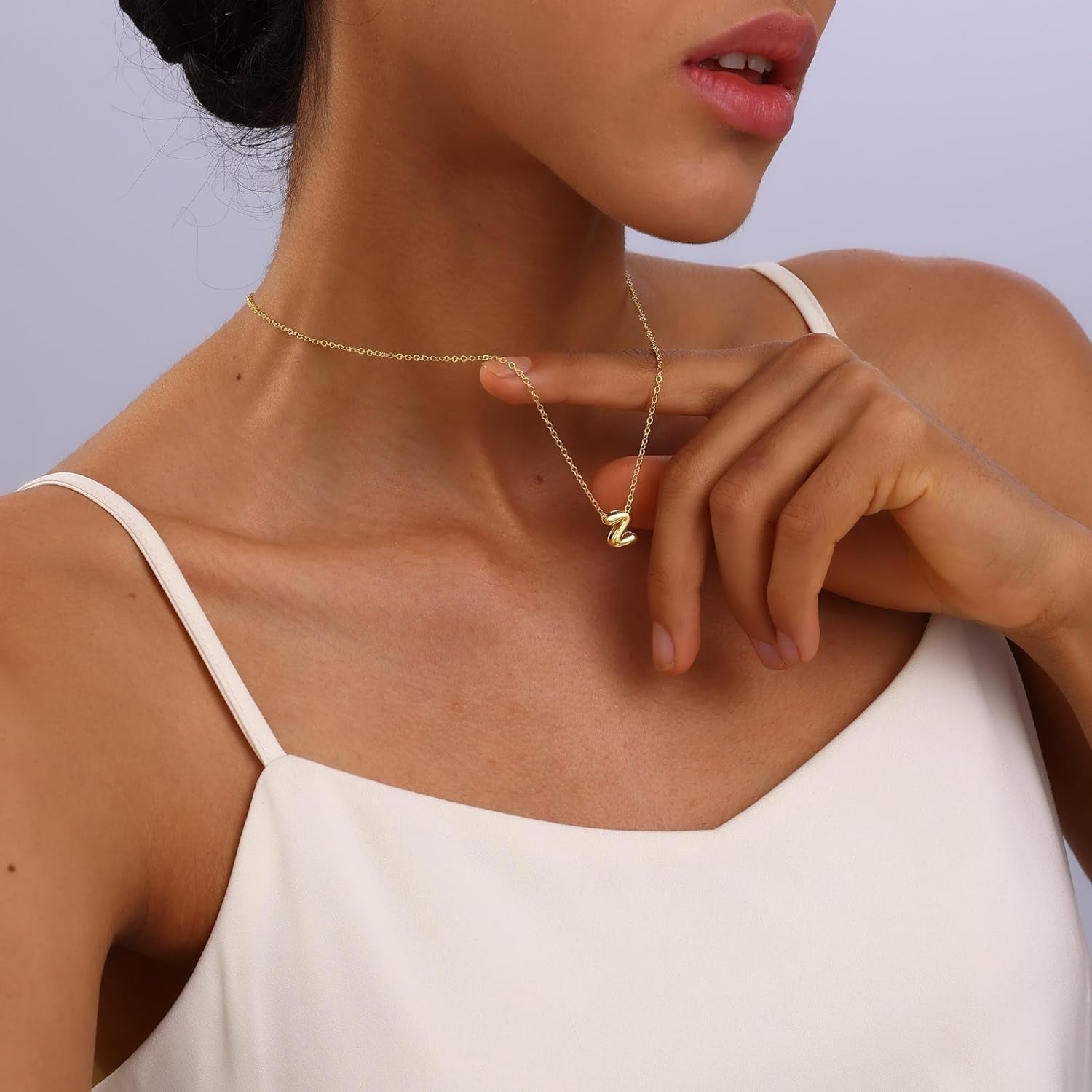 Mini Initial Bubble Letter Necklace