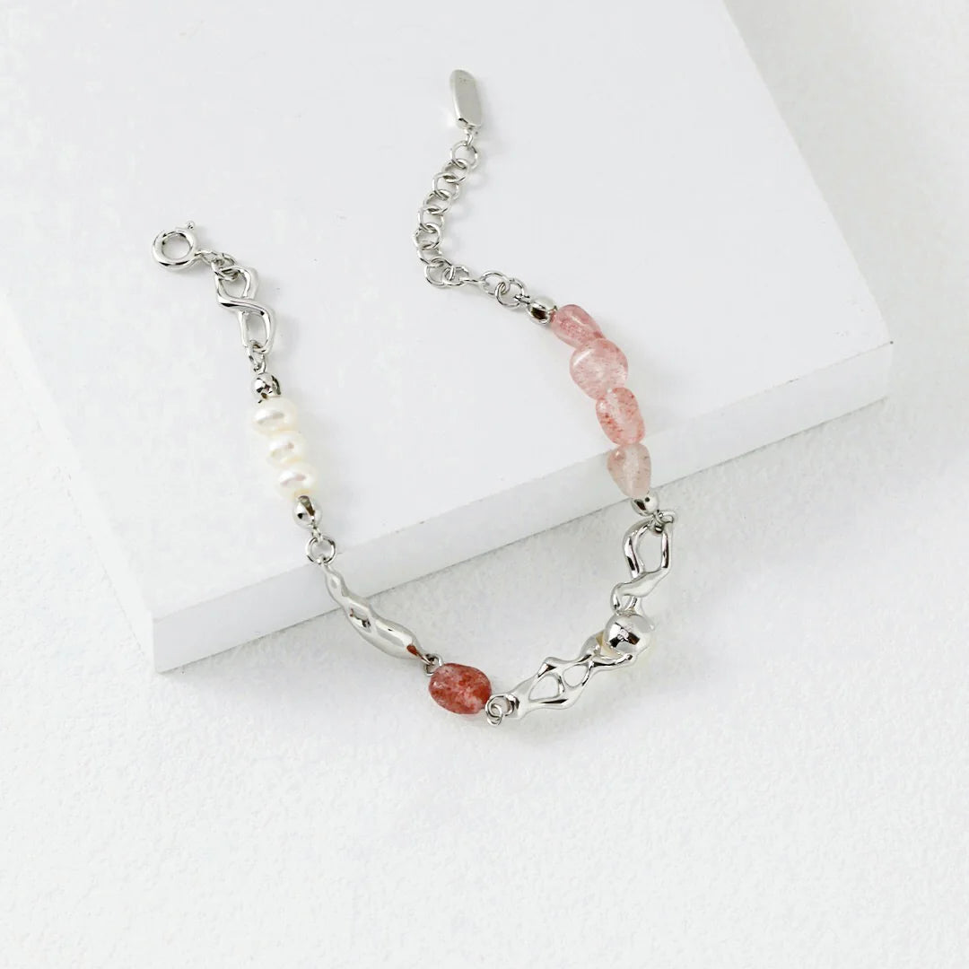 Strawberry Crystal Pearl Bracelet