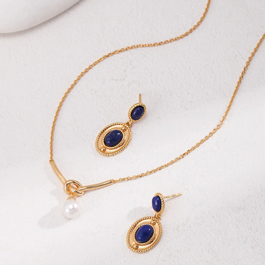 Natural Lapis Lazuli Dangle Earrings