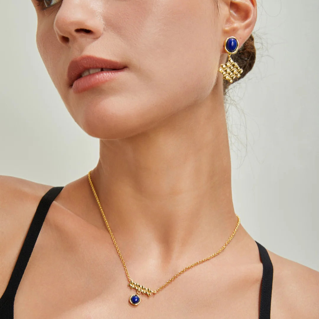 Lapis Lazuli Braided Earrings