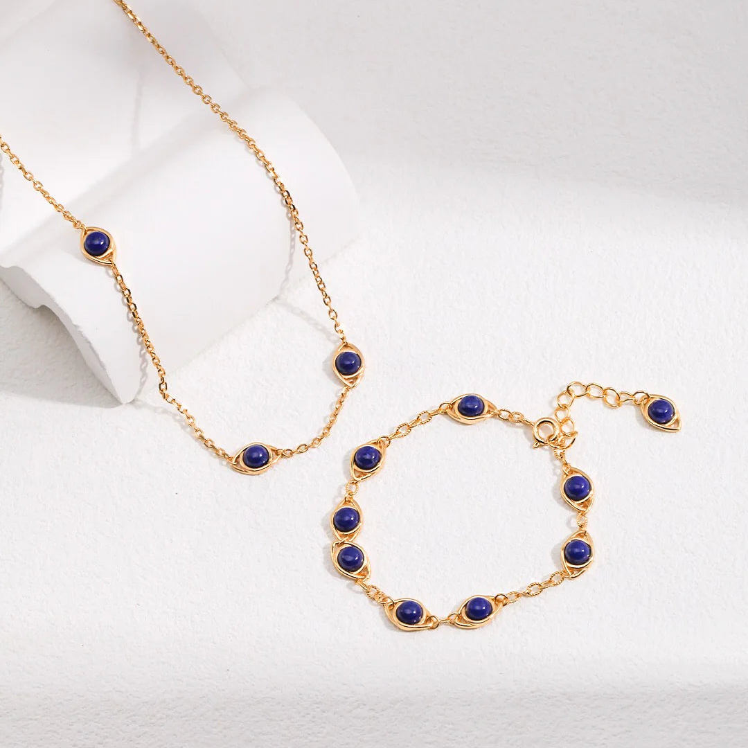 Natural Tiger Eye / Lapis Lazuli Stone Necklace