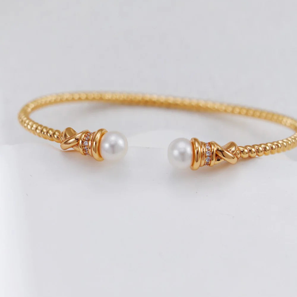 Open-Style Pearl Bangle