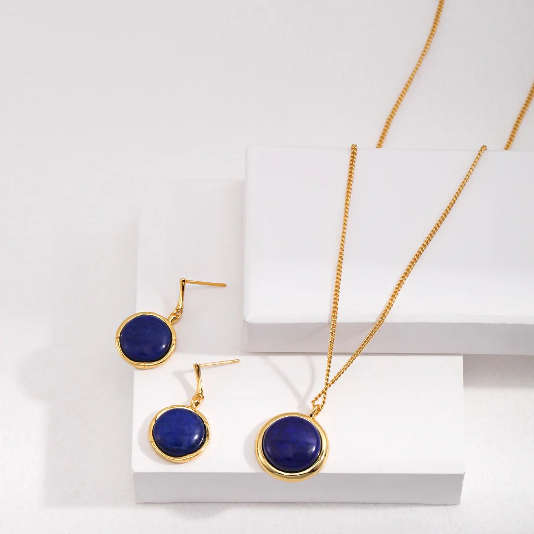 Natural Lapis Lazuli Stone round Earrings