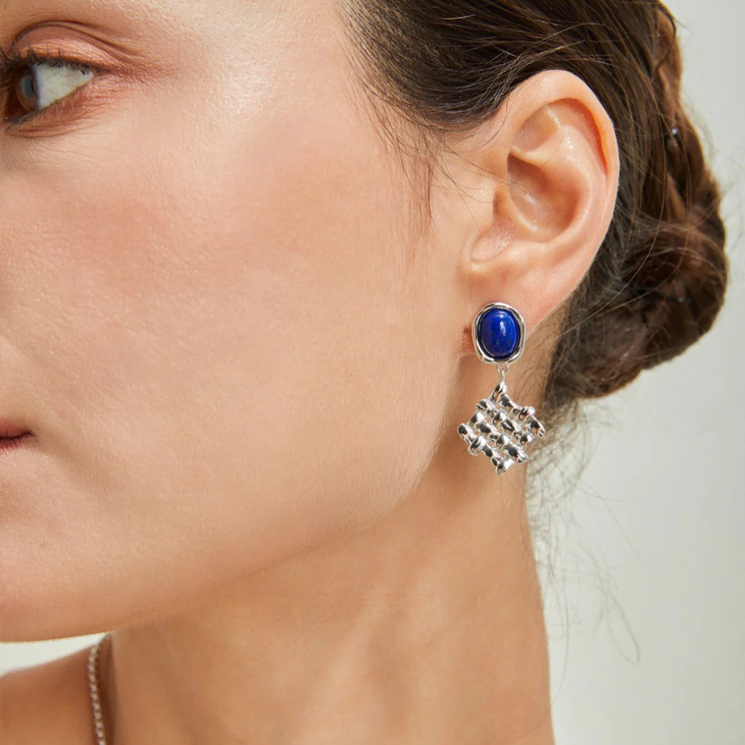 Lapis Lazuli Braided Earrings