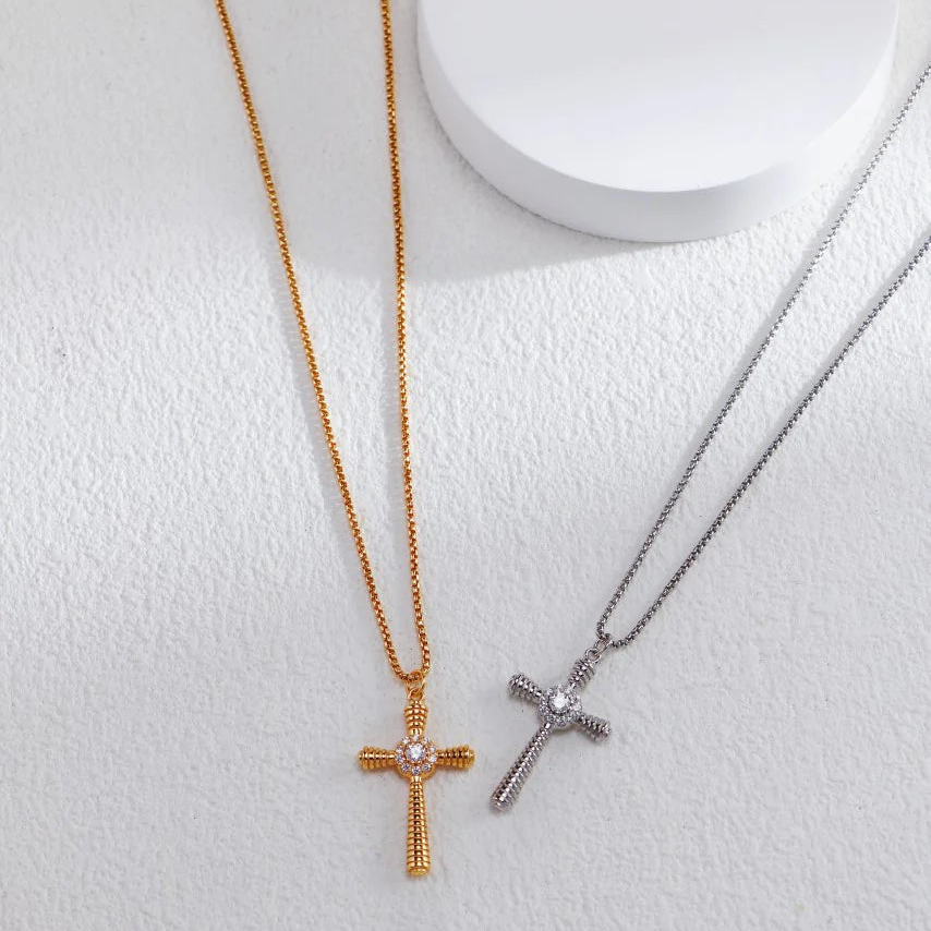 Fashion Cross Pendant Necklace with Zircon