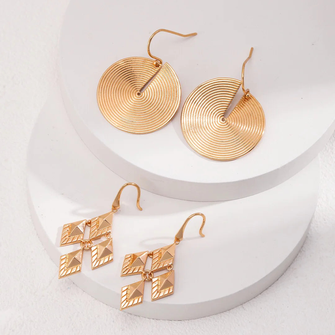 Rhombus Design Drop Earrings
