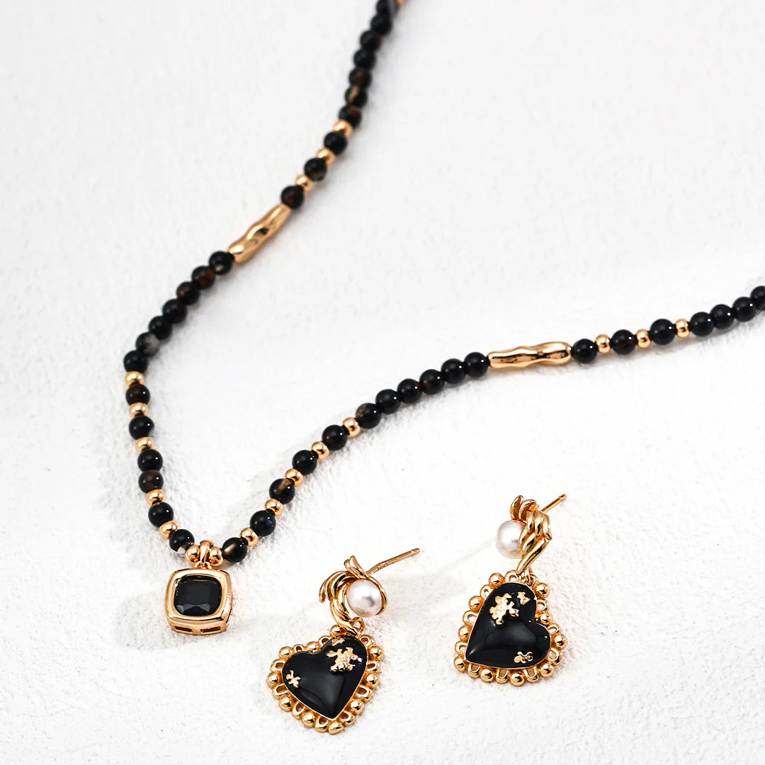 Black Onyx and Natural Pearl Earrings